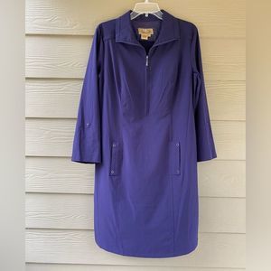 Peck Peck Weekend Women's Purple Half Zip Long Sleeve Pockets Shirt Dress Size M